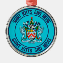 Saint Kitts and Nevis Round Emblem Metal Ornament