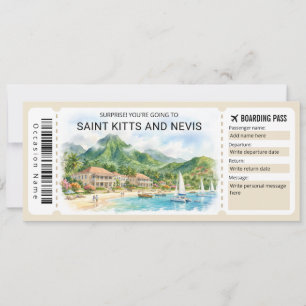 Saint Kitts and Nevis Trip Boarding Pass Ticket Invitation