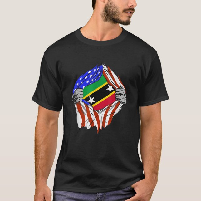 Saint Kitts and Nevis USA America Chest Nevisian P T-Shirt (Front)