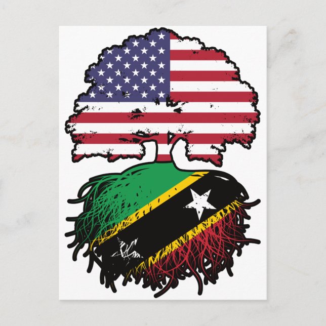 Saint Kitts Kittitian American USA Tree Roots Flag Postcard (Front)