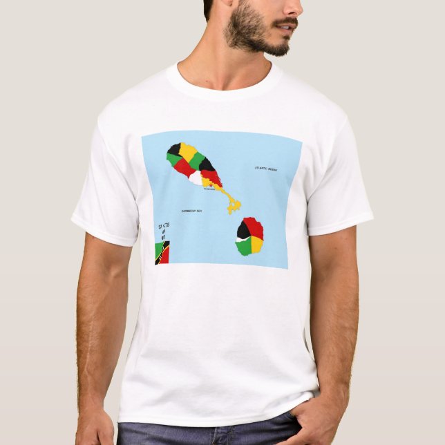 saint kitts nevis country political map flag T-Shirt (Front)