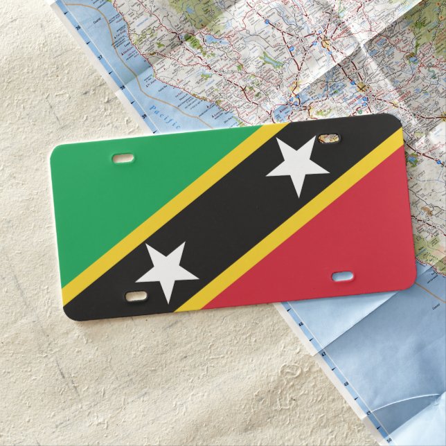 Saint Kitts & Nevis Flag License Plate (In Situ)