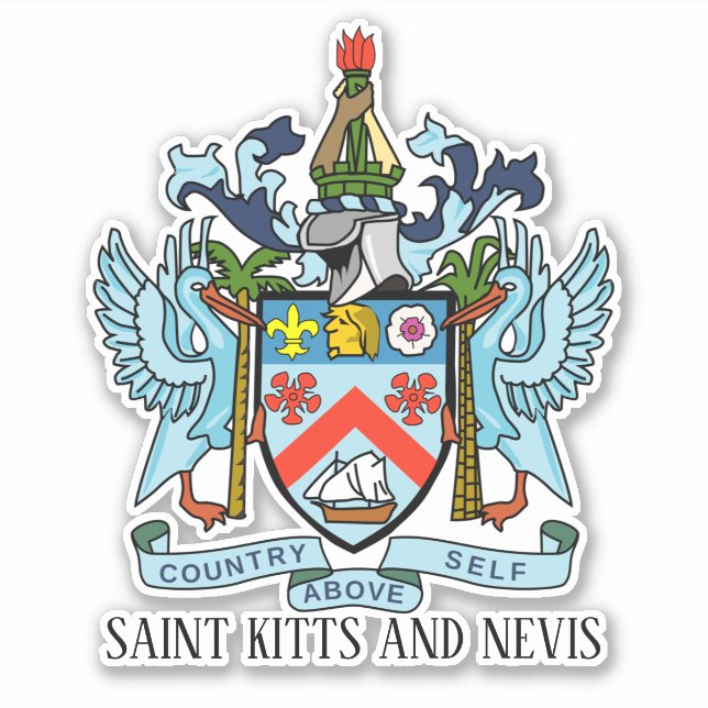 Saint Kitts Nevis National Coat Of Arms Patriotic  Sticker (Front)