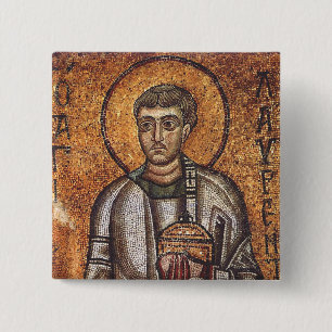 Saint Lawrence Orthodox Mosaic Art Print Button