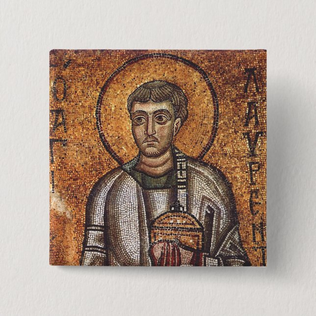Saint Lawrence Orthodox Mosaic Art Print Button (Front)