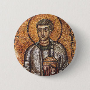 Saint Lawrence Orthodox Mosaic Art Print Button
