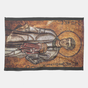 Saint Lawrence Orthodox Mosaic Art Print Kitchen Towel