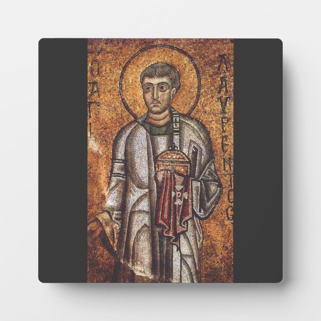 Saint Lawrence Orthodox Mosaic Art Print Plaque (Front)