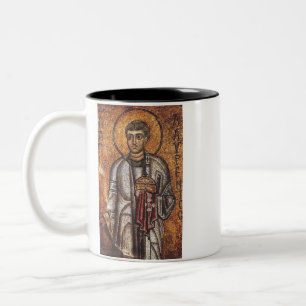 Saint Lawrence Orthodox Mosaic Art Print Two-Tone Coffee Mug