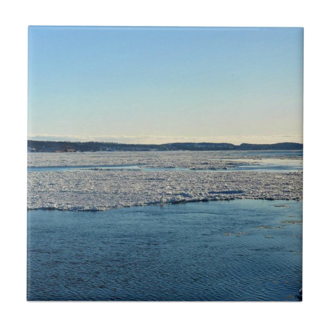 Saint Lawrence River in Winter, Quebec, Canada Ceramic Tile (Front)