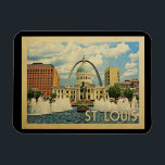 Saint Louis Missouri Vintage Travel Magnet<br><div class="desc">Saint Louis Missouri design in Vintage Travel style featuring the fountain at Kiener Plaza with the St Louis Arch in the background.</div>