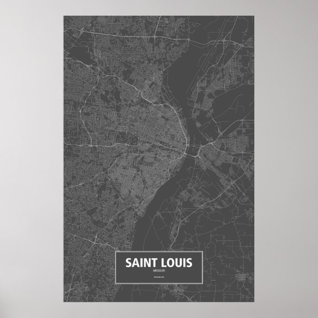 Saint Louis, Missouri (white on black) Poster (Front)