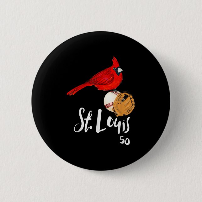 Saint Louis Red Cardinal Number 50 Baseball Art  Button (Front)