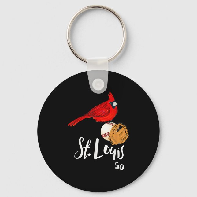 Saint Louis Red Cardinal Number 50 Baseball Art  Keychain (Front)