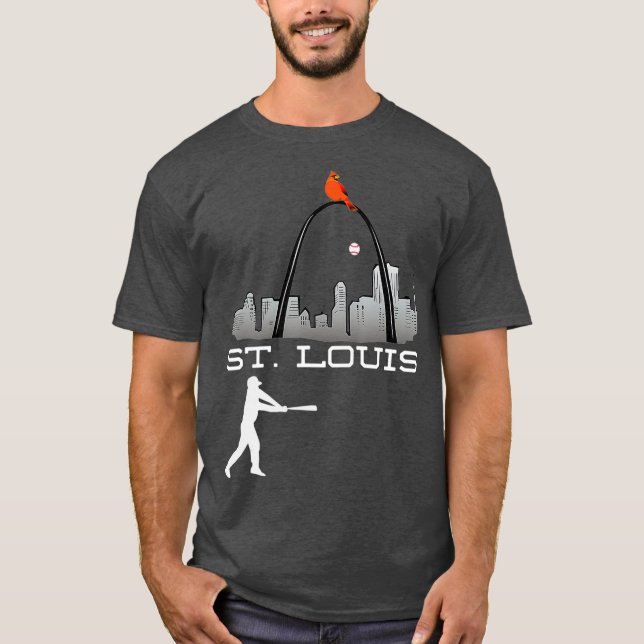 Saint Louis Red Cardinal Tshirt Skyline Baseball (Front)