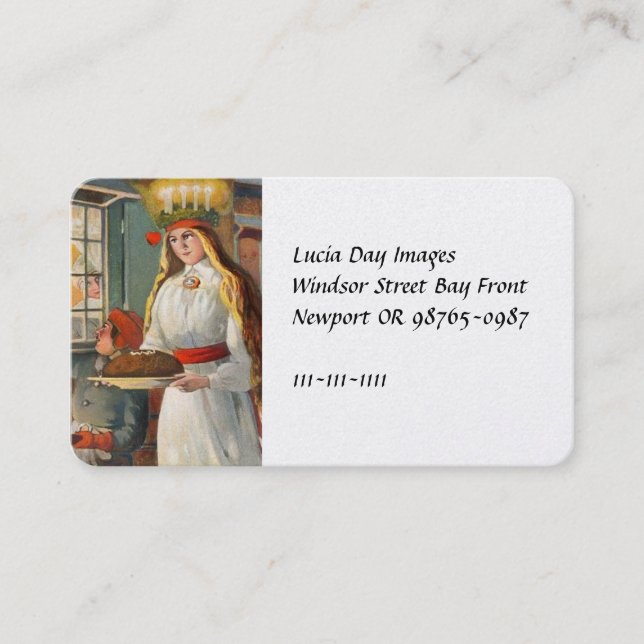 Saint Lucia and Child Bringing Saffron Bread Business Card (Front)