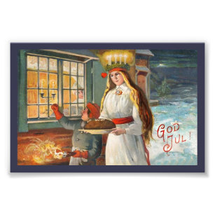 Saint Lucia and Child Bringing Saffron Bread Photo Print