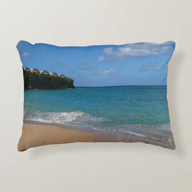 Saint Lucia Beach Tropical Vacation Landscape Accent Pillow (Front)