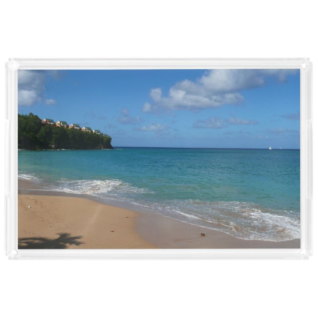 Saint Lucia Beach Tropical Vacation Landscape Acrylic Tray (Front)