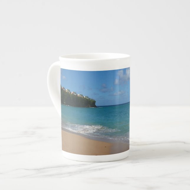 Saint Lucia Beach Tropical Vacation Landscape Bone China Mug (Front Left)