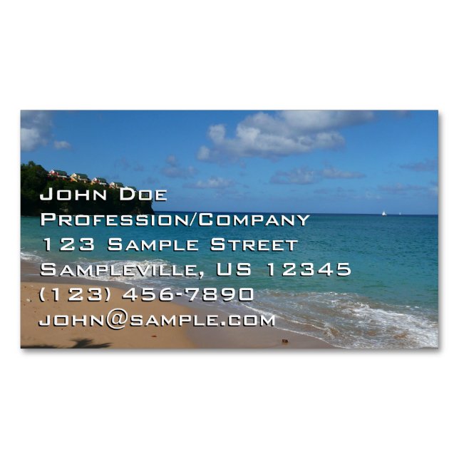 Saint Lucia Beach Tropical Vacation Landscape Business Card Magnet (Front)