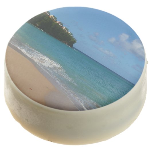 Saint Lucia Beach Tropical Vacation Landscape Chocolate Dipped Oreo (Angled)