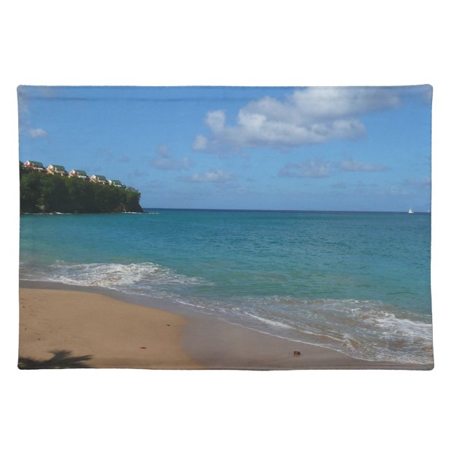 Saint Lucia Beach Tropical Vacation Landscape Cloth Placemat (Front)