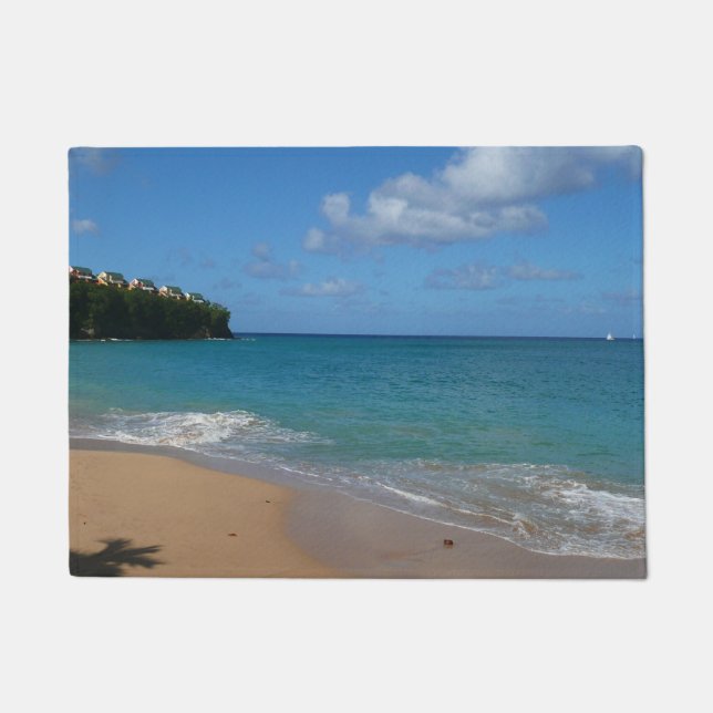 Saint Lucia Beach Tropical Vacation Landscape Doormat (Front)