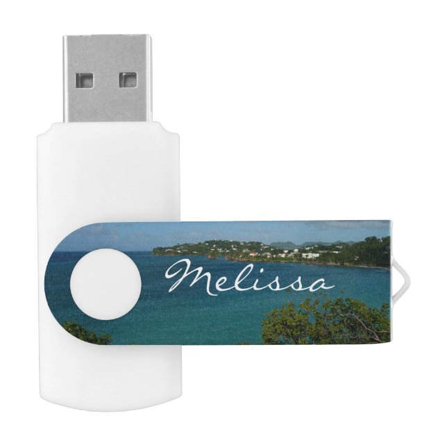 Saint Lucia Beach Tropical Vacation Landscape Flash Drive (Opened)