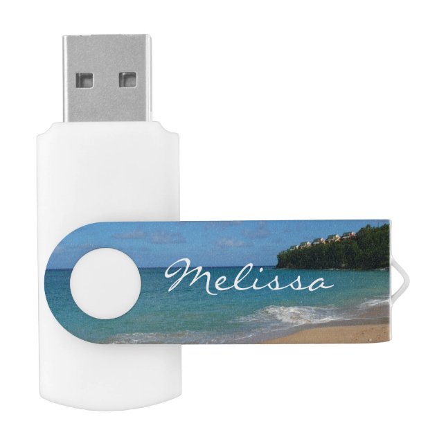 Saint Lucia Beach Tropical Vacation Landscape Flash Drive (Opened)
