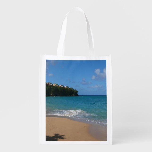 Saint Lucia Beach Tropical Vacation Landscape Grocery Bag (Front)