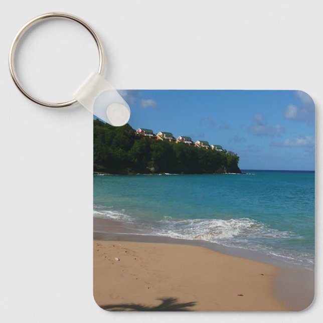 Saint Lucia Beach Tropical Vacation Landscape Keychain (Front)