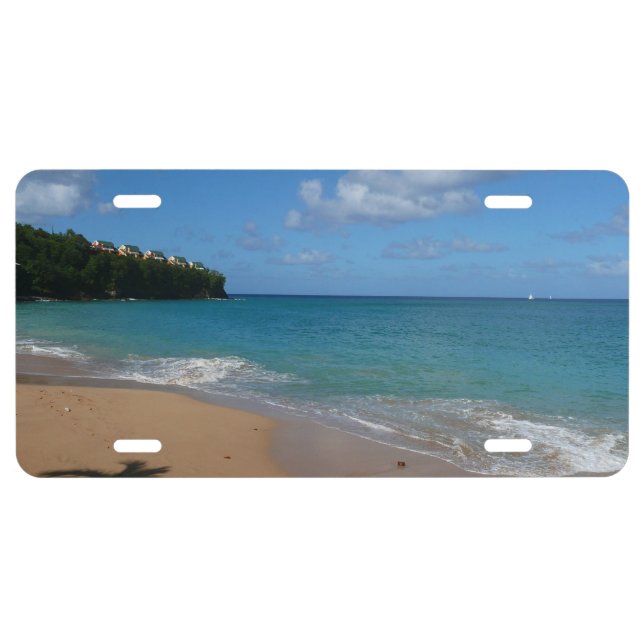 Saint Lucia Beach Tropical Vacation Landscape License Plate (Front)