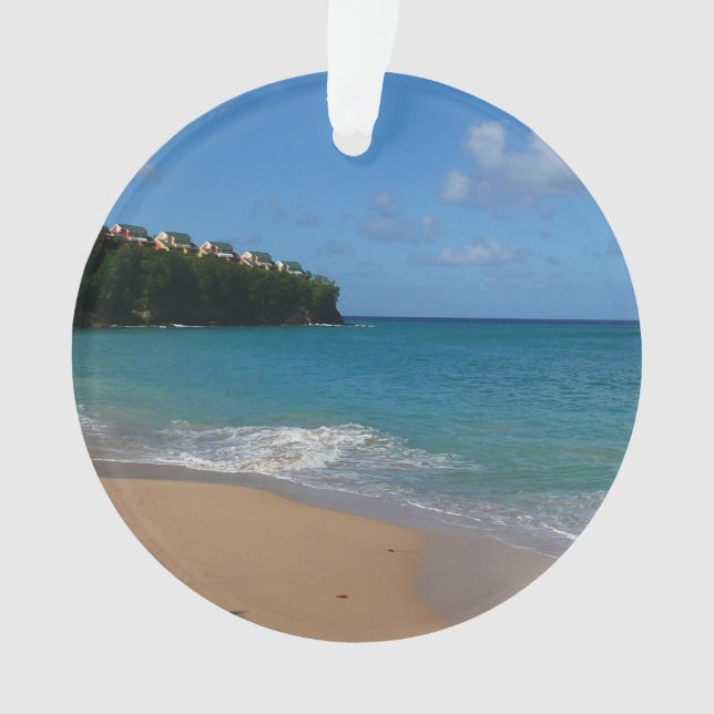 Saint Lucia Beach Tropical Vacation Landscape Ornament (Front)