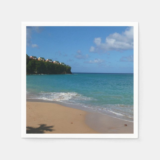 Saint Lucia Beach Tropical Vacation Landscape Paper Napkins (Front)