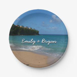Saint Lucia Beach Tropical Vacation Landscape Paper Plates