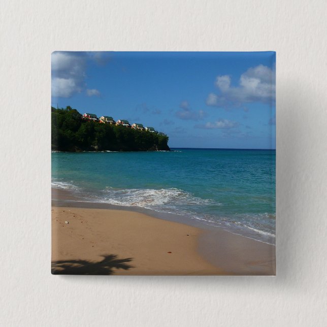 Saint Lucia Beach Tropical Vacation Landscape Pinback Button (Front)