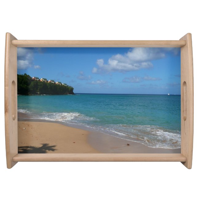 Saint Lucia Beach Tropical Vacation Landscape Serving Tray (Front)