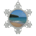 Saint Lucia Beach Tropical Vacation Landscape Snowflake Pewter Christmas Ornament