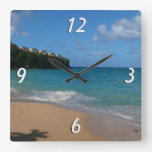 Saint Lucia Beach Tropical Vacation Landscape Square Wall Clock