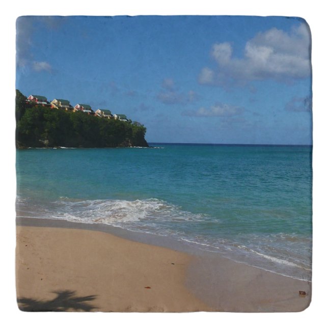 Saint Lucia Beach Tropical Vacation Landscape Trivet (Front)