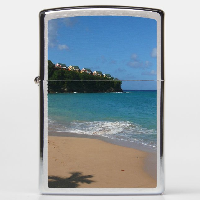 Saint Lucia Beach Tropical Vacation Landscape Zippo Lighter (Front)