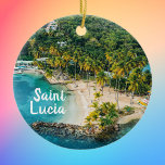 Saint Lucia Caribbean Beach Photo  Ceramic Ornament<br><div class="desc">Photo of Marigot Bay in Saint Lucia in the Caribbean to bring back tropical beach memories.</div>