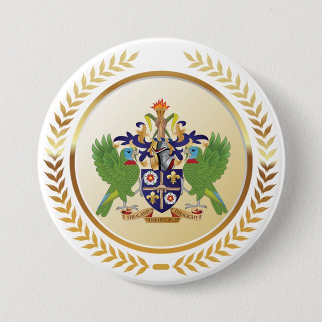 Saint Lucia Coat Of Arms Button (Front)