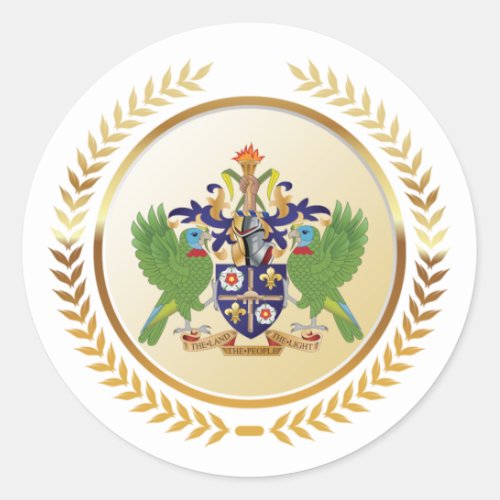 Saint Lucia Coat Of Arms Classic Round Sticker