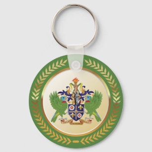Saint Lucia Coat Of Arms Keychain