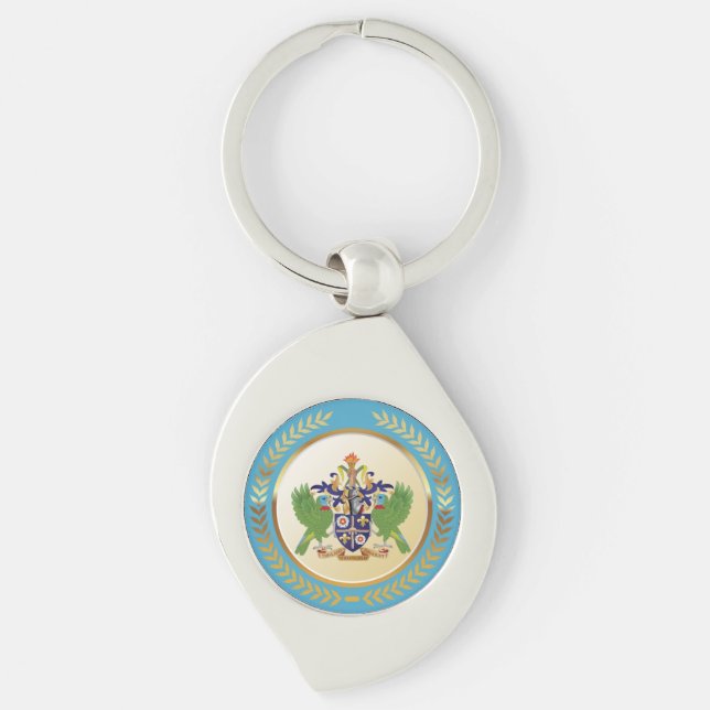 Saint Lucia Coat Of Arms Keychain (Front)