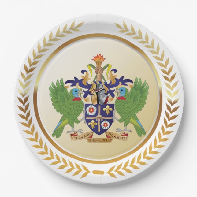 Saint Lucia Coat Of Arms Paper Plates (Front)