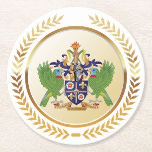 Saint Lucia Coat Of Arms Round Paper Coaster