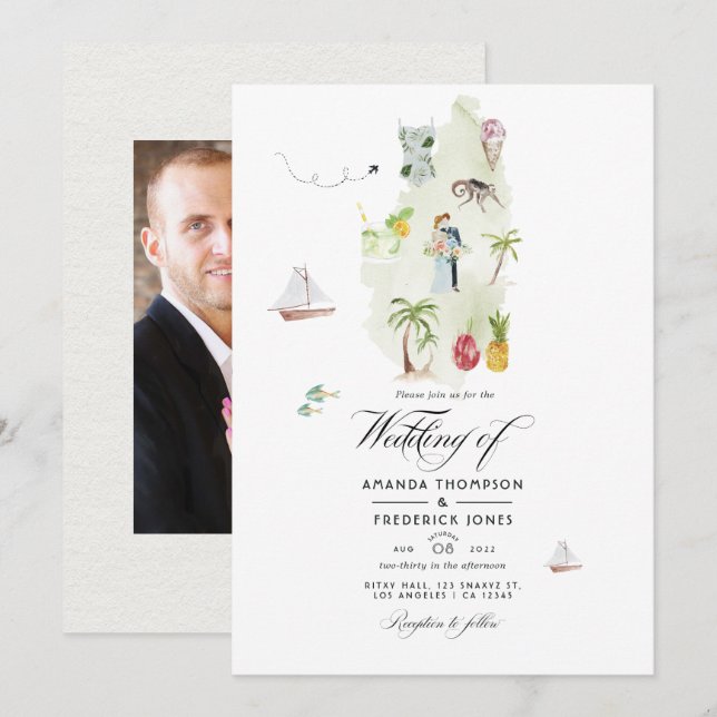 Saint Lucia Destination Wedding Photo Invitation (Front/Back)